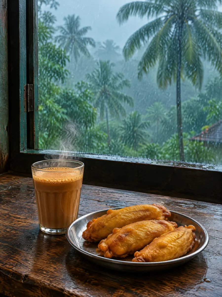 mazha café-യുടെ മഴക്കാല ചായ poster, ചായയും പഴംപൊരിയും